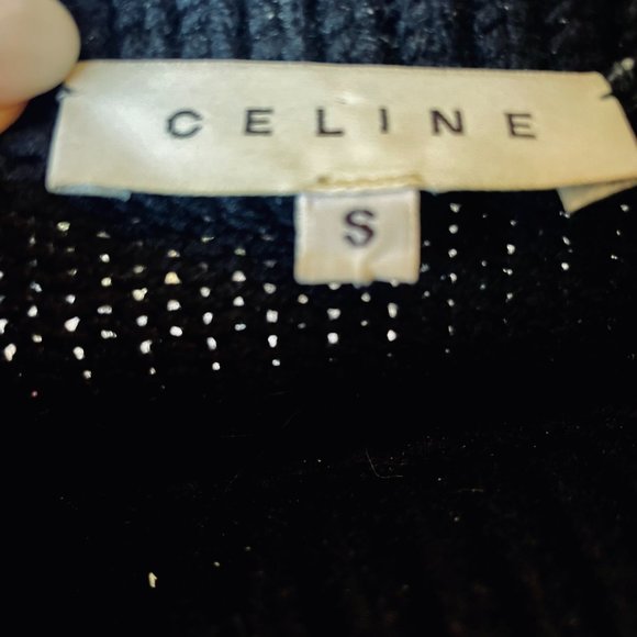 Celine Black Wool Turtleneck Sweater size xs